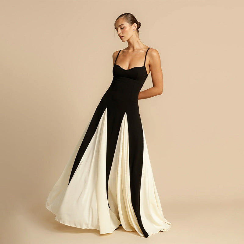 Modisches Sling-Kleid mit Farbkontrasten für Damen
