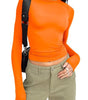 Women's Clothing Fashion Slim Long-sleeved Pullovers Tops Solid Causal Fit Shirts