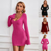 Sexy U-Neck Long Sleeve Slim Fit Dress