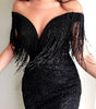 Explosion models sexy black sequins V-neck sleeveless slim dress long skirt