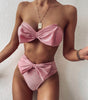 Split bright silk bikini