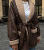 Korean Style Leather & Fur Splicing Coat