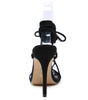 Ladies Black Lace-Up Open-Toe Low Stiletto High Heel Sandals