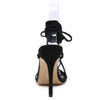 Ladies Black Lace-Up Open-Toe Low Stiletto High Heel Sandals