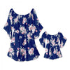 Mother-Daughter Parent-Child Wear One-Shoulder Printed Ruffled Dress