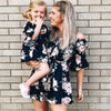 Mother-Daughter Parent-Child Wear One-Shoulder Printed Ruffled Dress