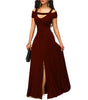 Solid Color V-neck Sexy Strapless Split Slim Fit Party Dress