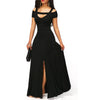 Solid Color V-neck Sexy Strapless Split Slim Fit Party Dress