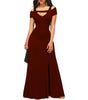 Solid Color V-neck Sexy Strapless Split Slim Fit Party Dress