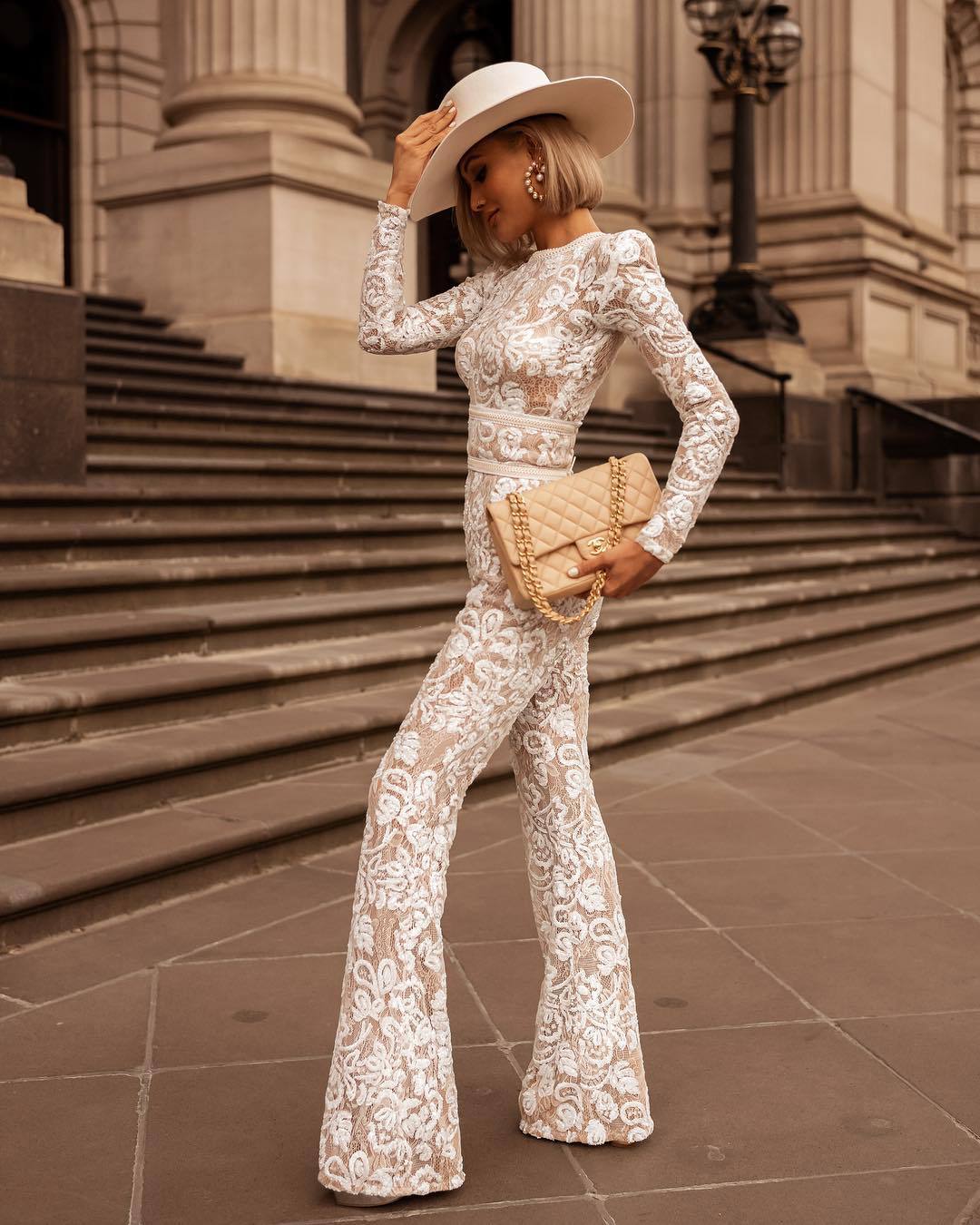 Celebrity Style Lace Slim Jumpsuit – Elegant Design