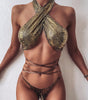Bikini sexy bikini hot style snake print fabric strappy swimsuit