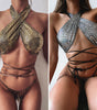 Bikini sexy bikini hot style snake print fabric strappy swimsuit
