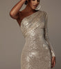 One-Shoulder Sequin Evening Dress – Sexy & Elegant