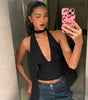 Women's Scarf Lace-up Low-cut Back Cutout Sling Top