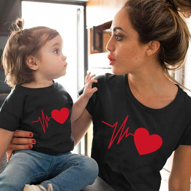 Love round neck print couple parent-child outfit