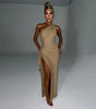 Elegant Shiny Backless Dress Women