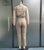 Shoulder Slimming Waist-slimming Belt Decoration Blouse And Pants