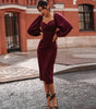 Waist bubble sleeve dress long sleeve dress