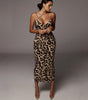 V-neck snake print suspender midi dress