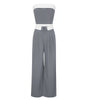 Contrast Color Vest Wide-leg Suit Pants Fashion Casual Two-piece Suit