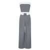 Contrast Color Vest Wide-leg Suit Pants Fashion Casual Two-piece Suit