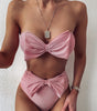 Split bright silk bikini