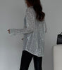 Sequin Long-Sleeve Party Top – Women's Street-Style Lapel Shirt