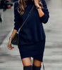 Long Sleeve Dress Solid Color High Neck Cross Short Dress Womens Clothing