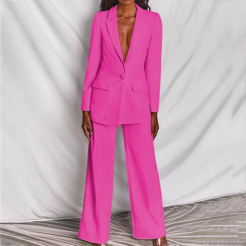 Women’s 2-Piece Blazer Suit Set – Long Sleeve Blazer & Pants