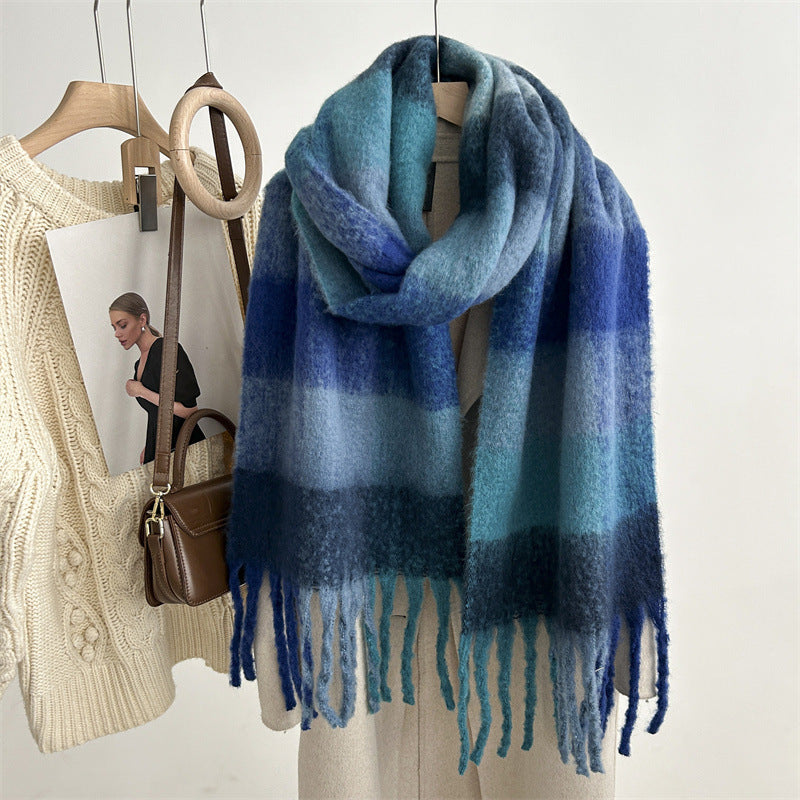 New Mohair Plaid Scarf For Women