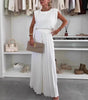 Round Neck Sleeveless Top Pleated Wide-leg Trousers Two-piece Set