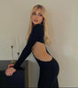 Women's Solid Color Long Sleeve O Neck Hollow Dress