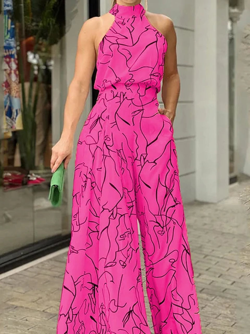 Eleganter Neckholder-Jumpsuit mit weitem Bein für Damen