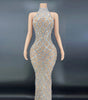 Plus Size Silver Rhinestone Evening Gown