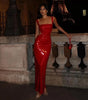 Personality Street Sequined Square Collar Sling Party Dress