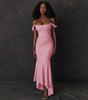 Fashion Off-neck Tube Top Stitching Hip Fishtail Dress