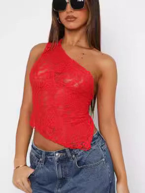 Lace Backless Asymmetrical Summer Top