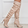 European And American Pointed Toe Suede High Zipper Stiletto Heel Boots