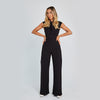 Eleganter ärmelloser Jumpsuit mit V-Ausschnitt und weitem Bein