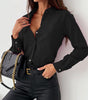 Women's V-Neck Solid Color Autumn Shirt