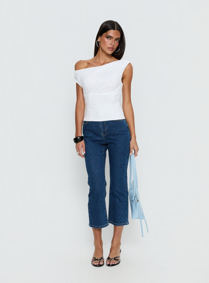 Bianca | Women’s One-Shoulder Gathered Top in White