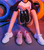 Thick-soled white shoes female flying woven old shoes sports shoes women
