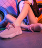 Thick-soled white shoes female flying woven old shoes sports shoes women