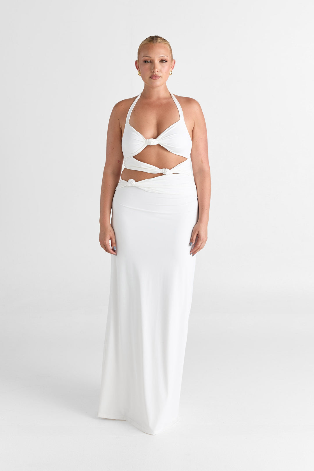 Seraphina | Women’s Cutout Halter Maxi Dress with Open Back