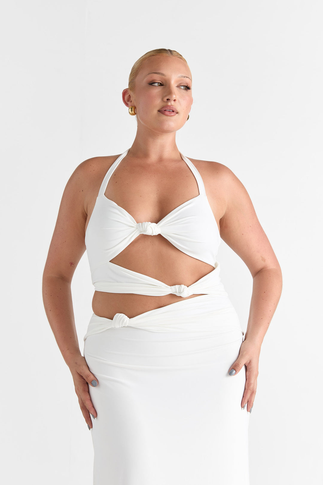 Seraphina | Women’s Cutout Halter Maxi Dress with Open Back