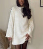 Sequined Back-Bow Dress – Fashionable Round Neck, Long Sleeve Party Dress for Women