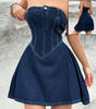 Women's Off-Shoulder Denim Bodycon Dress – Y2K Party Clubwear
