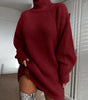Solide Rollkragen Lange Pullover Winter Warme Frauen Pullover Kleid