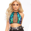 Green Sequin Sexy Crop Top