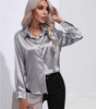 One-Button Satin Long Sleeve Shirt